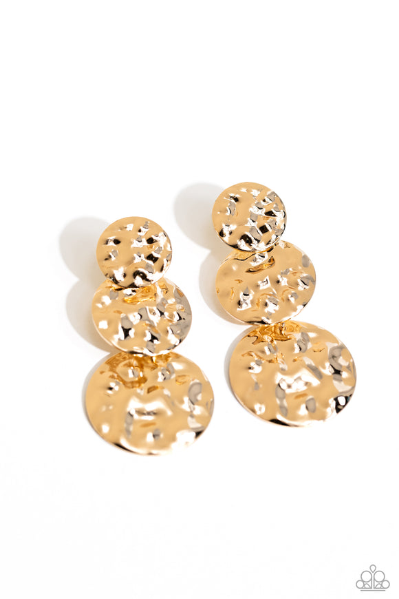 Triple Threat Texture - Gold - Paparazzi Accessories - Earring