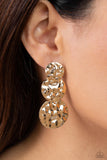 Triple Threat Texture - Gold - Paparazzi Accessories - Earring