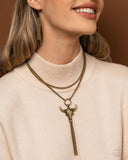 Layered Longhorn - Brass - Paparazzi Accessories- Necklace