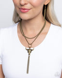 Layered Longhorn - Brass - Paparazzi Accessories- Necklace