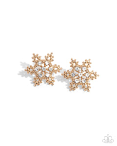 Snowflake Spell - Gold - Paparazzi Accessories - Earring- PRECLAIM 11/7