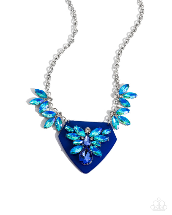 Scintillating Shield - Blue - Paparazzi Accessories - Necklace- PRECLAIM 11/5