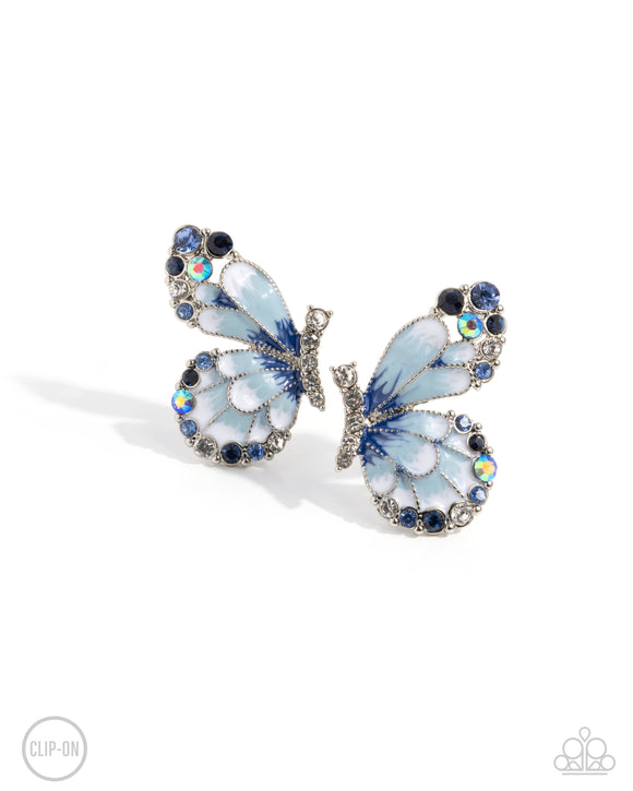 Decadent Descent - Blue - Paparazzi Accessories - Earring- PRECLAIM 11/4