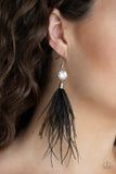 Feathered Flamboyance - Black- Paparazzi Accessories - Earring