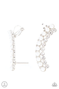 Doubled Down On Dazzle - White - Paparazzi Accessories - Earring