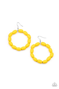 Living The WOOD Life - Yellow - Paparazzi Accessories- Earring