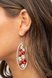 Rock Candy Bubbly - Red - Paparazzi Accessories - Earring