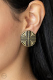 Shielded Shimmer - Brass - Paparazzi Accessories - Earring - Jewelry with Erin Binford