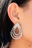 Take a POWER Stance - White - Paparazzi Accessories - Earring