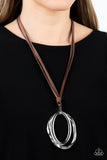 Long OVAL-due - Brown - Paparazzi Accessories - Necklace