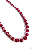 A single strand of rich red pearls elegantly cascades below the collar, creating a glamorous graceful effect. Features an adjustable clasp closure.  Sold as one individual necklace. Includes one pair of matching